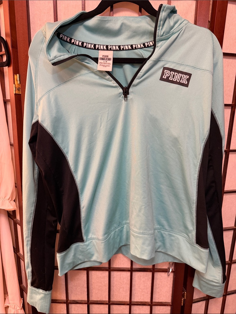 Victoria's Secret PINK Aqua and Black Zip-Up Hoodie